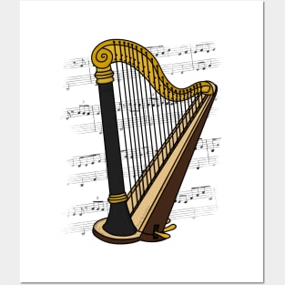 Harp Player Harpist String Musician (Colour) Posters and Art